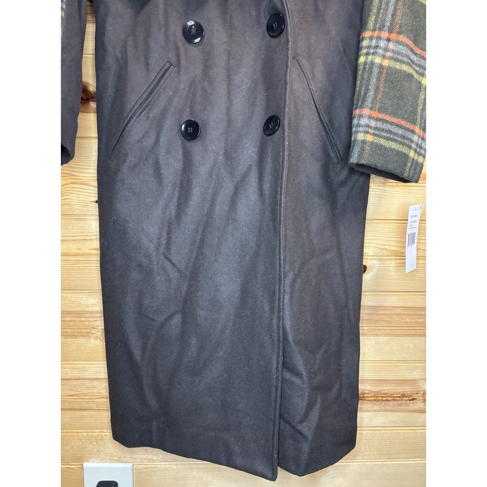 Women's Bernardo‎ Plaid Trench Coat Wool Blend Wrap Women's XS Green & Brown NWT - Picture 9 of 11